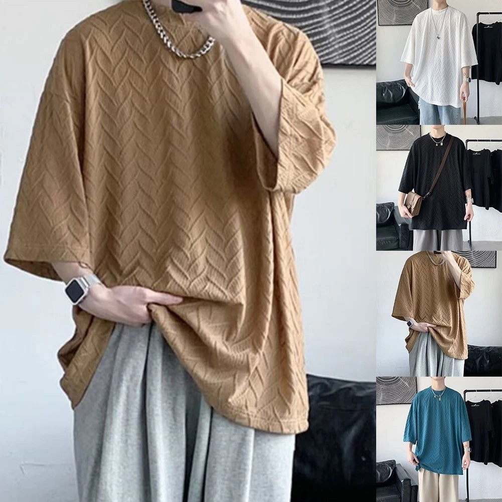Hot Men's Vintage Short Sleeve T Shirt with Solid Color for Summer Fashion