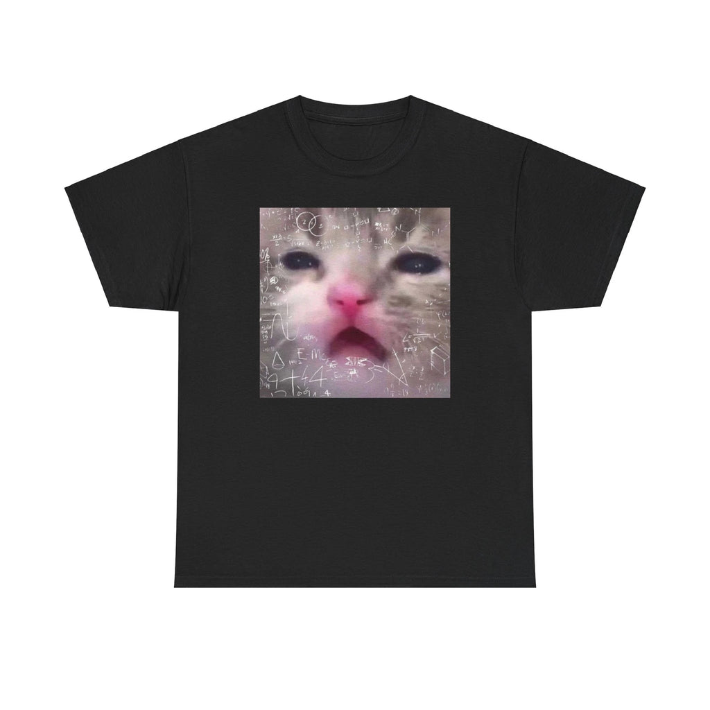 Thinking Cat Unisex Male or Female Cotton Tee Funny Shirt, Parody, Gift, Meme