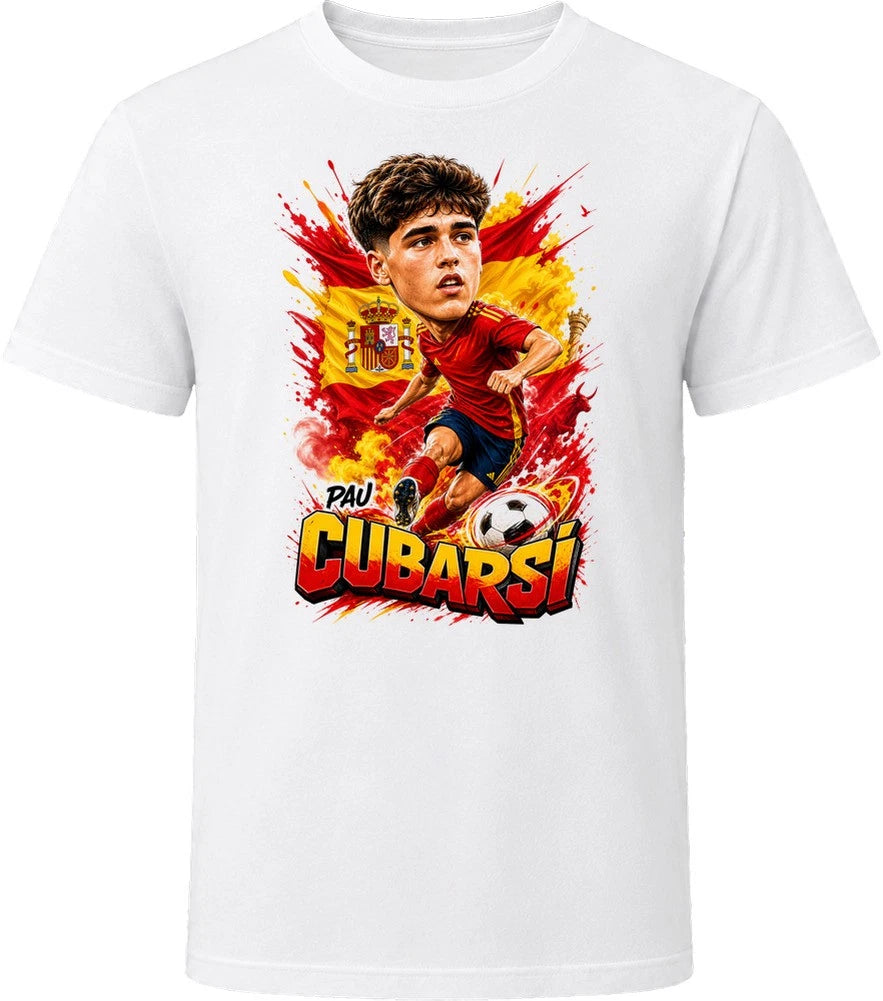 Pau Cubarsi Spain Soccer Caricature 2026 World Cup T Shirt