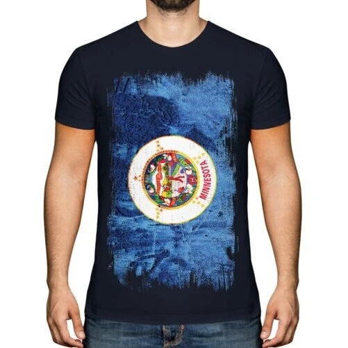 MINNESOTA STATE GRUNGE FLAG MENS T-SHIRT TEE TOP MINNESOTAN SHIRT JERSEY GIFT