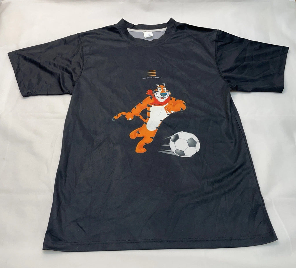 Retro Kellogs T-shirt Tony Tiger 2008 Soccer Black Jersey Size L