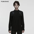 Punk Rave Men Black Gothic Punk Goth Minimalist T-Shirt Slim Fit Tops