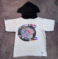 VTG World Cup USA 94 Hooded T-shirt Sz M Gray The Game 1991 Flags Soccer