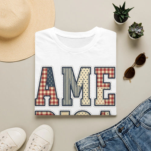 America block letters T-Shirt | Patriotic USA vintage flag typography