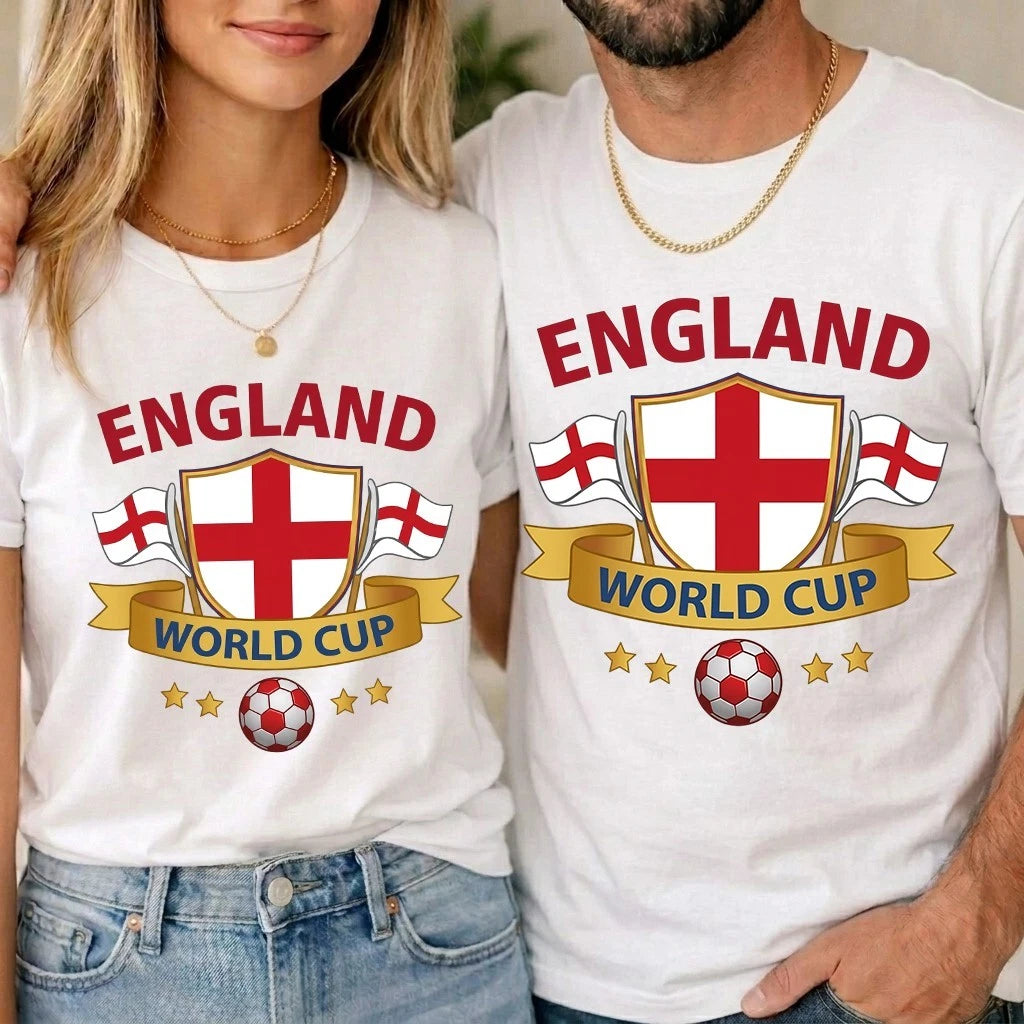 England Football T Shirt 2026 World Cup Football Fans Unisex Kids Tee Gift Top