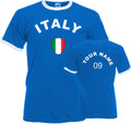 Personalised Italy Football Ringer T-Shirt Soccer Fan Sports Costume Flag Bad