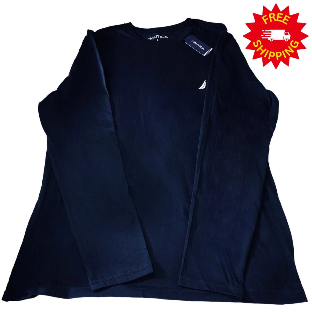 Nautica men's long sleeve shirt large black minimalist design