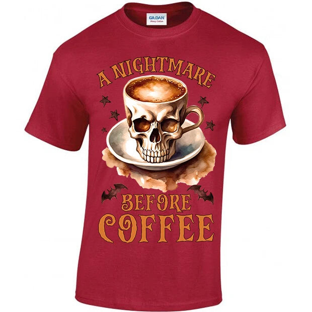 A Nightmare Before Coffee, T-shirt Unisex S - 5XL, Gothic Skull, Caffeine Potion