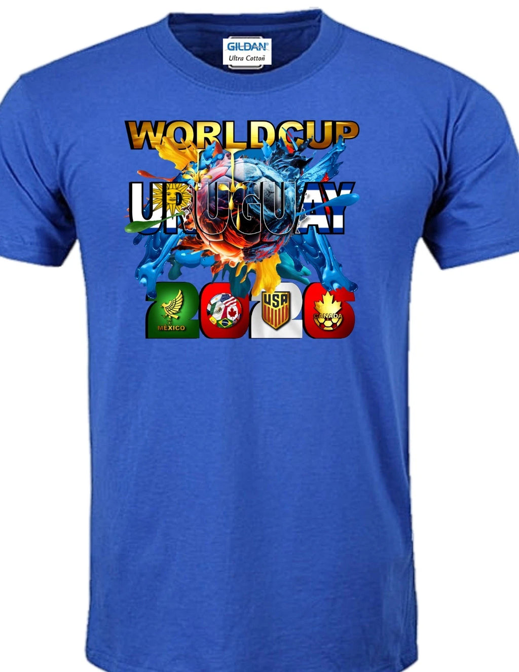 URUGUAY SOCCER WORLD CUP 2026 100% COTTON 100% PRESHRUNK GILDAN