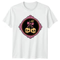 Skull Cherries Pink Bow Womens T-Shirt Pastel Goth Halloween Gift For Her