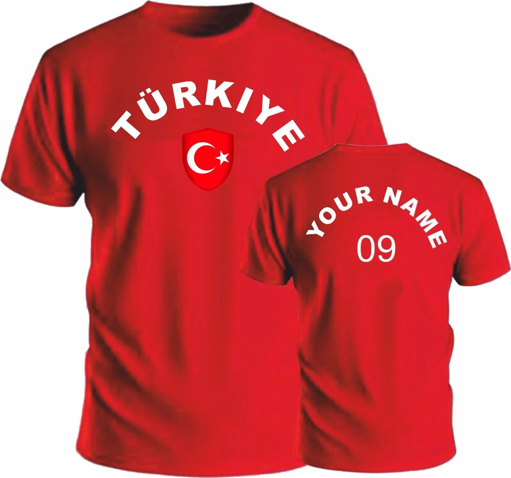 Personalise T�rkiye Football T-Shirt Sports Soccer Fan's Costume Flag Badge top