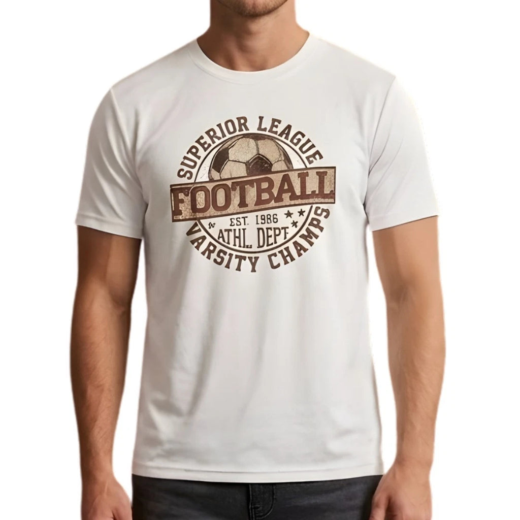 Men's Vintage Football T-Shirt Soccer Varsity Champs Athletic Dept Graphic T