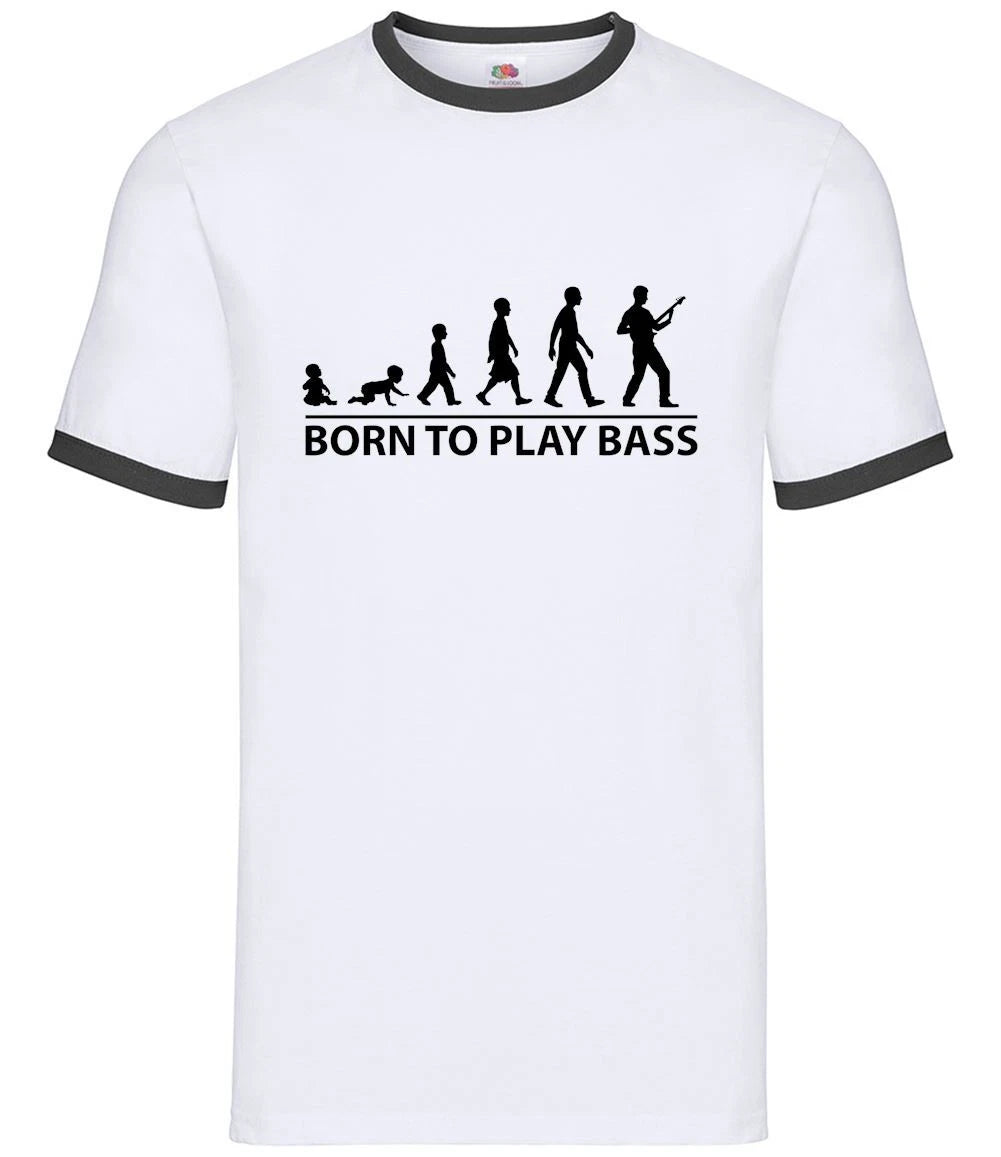 Born To Play Bass - Mens Ringer - Guitar Music Rock
