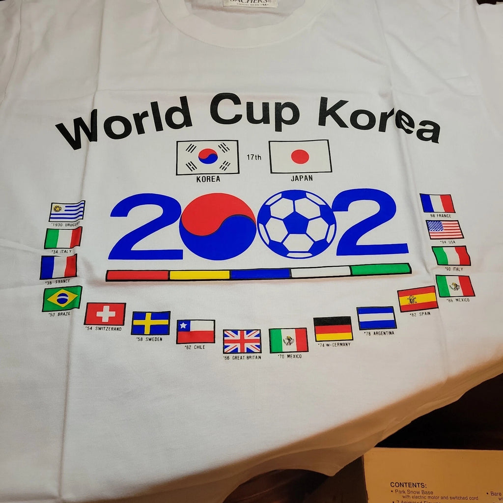 Vintage Sachers World Cup 2002 Soccer T Shirt Korea Japan Adult Medium M White