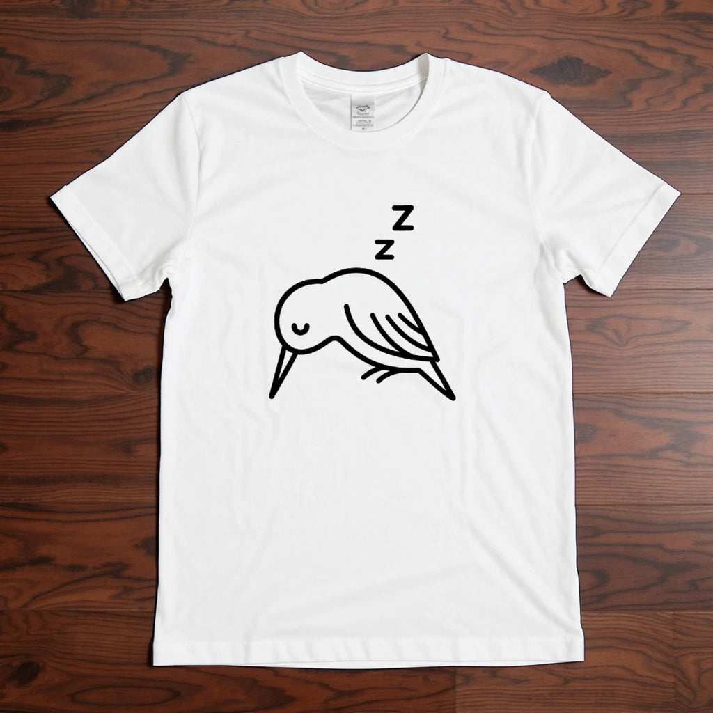 Sleeping Bird T-Shirt | Minimalist Line Art Graphic Tee | Cute Animal Design