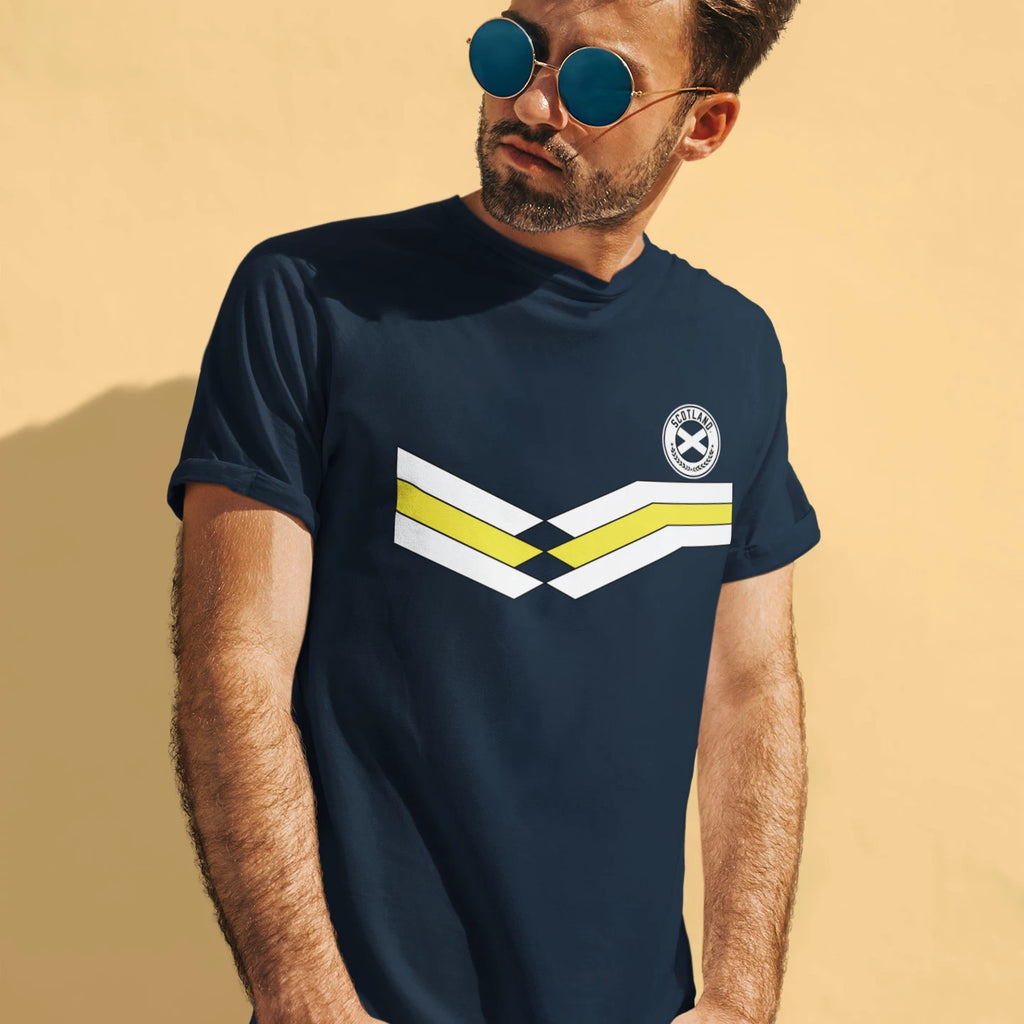 Mens SCOTLAND Retro Strip Style Football Rugby Scottish T-Shirt World Cup 2026