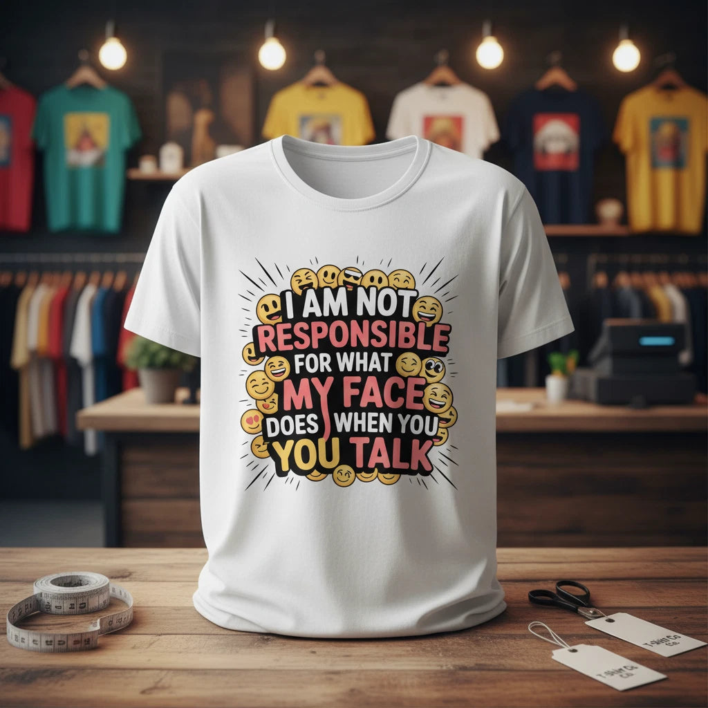 Unfiltered Attitude T-Shirt – Not Responsible Face Statement Tee