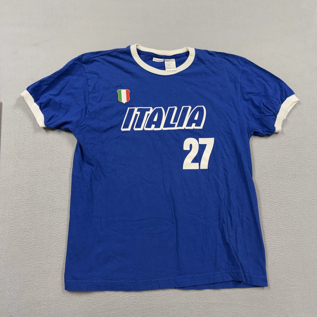 Vintage No Boundaries Shirt Mens Medium Blue Italia 27 Soccer Ringer y2k