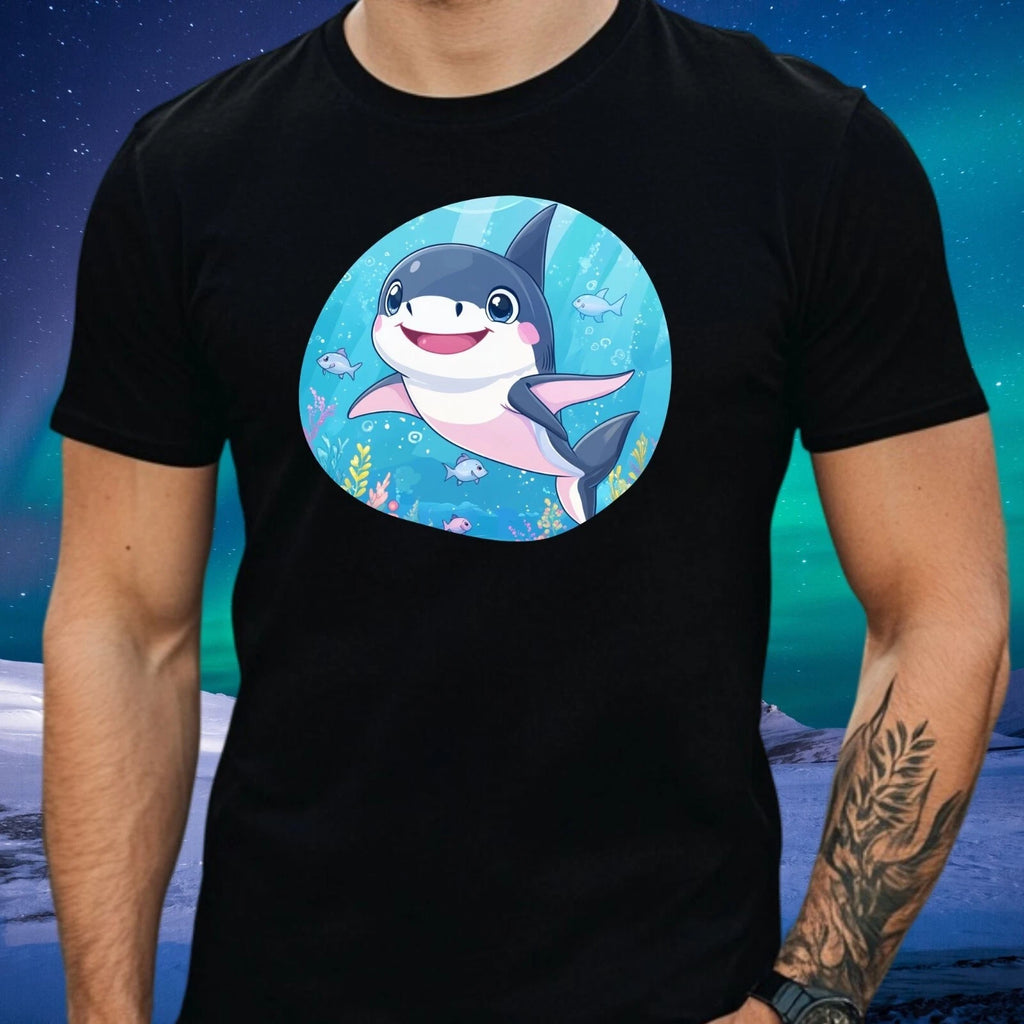 Mens Kawaii Shark Motif Cotton T-Shirt Size XS to 5XL
