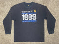 Y2K Carhartt Mens Sz XL Black Long Sleeve Spell Out Shirt - Distressed & Faded
