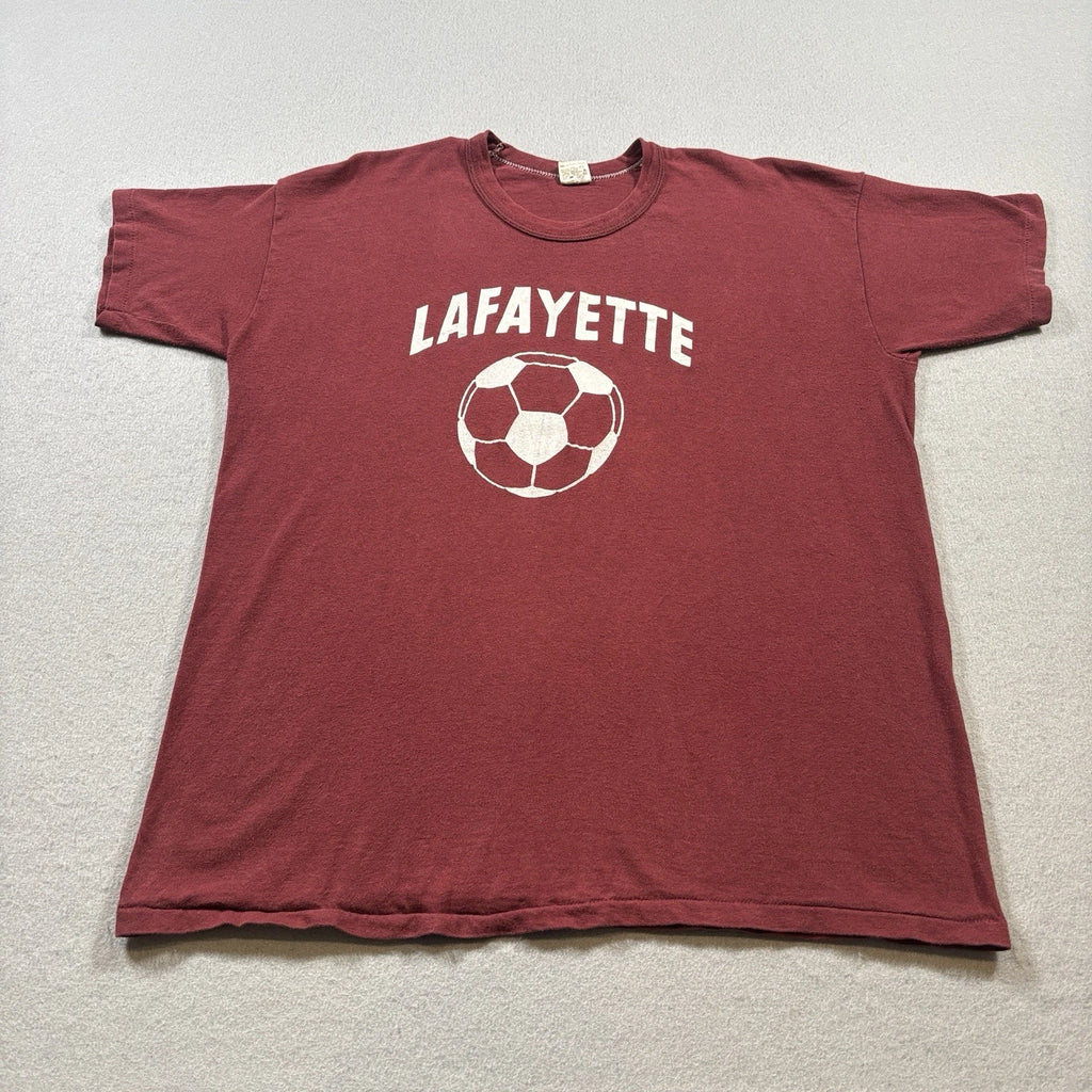 Vtg Russell Athletic T Shirt Mens XL 46-48 USA Made Lafayette Soccer Maroon