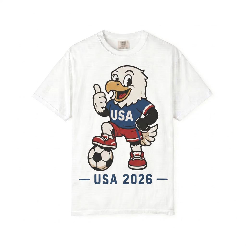 USA 2026 Soccer Unisex T Shirt Cute Eagle Mascot Graphic Tee Retro Football Fan