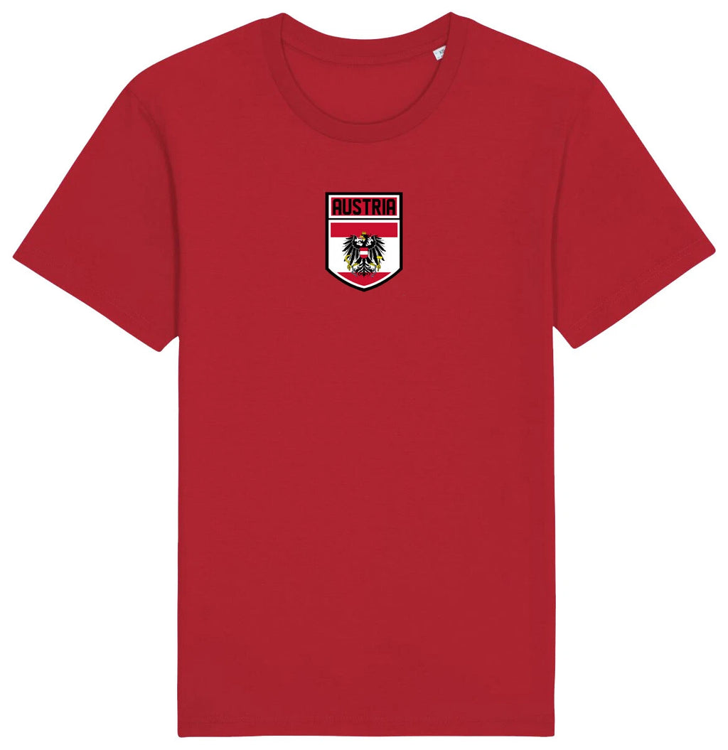Austria Flag Badge T-Shirt, Adults Kids Baby Family, Football World Cup 2026 Kit
