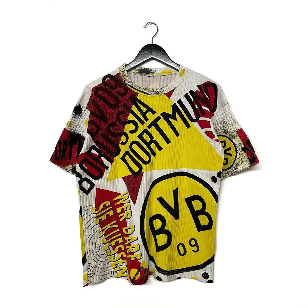 Vintage Borussia Dortmund BV09 Big Logo All Over Print T Shirt Size M White