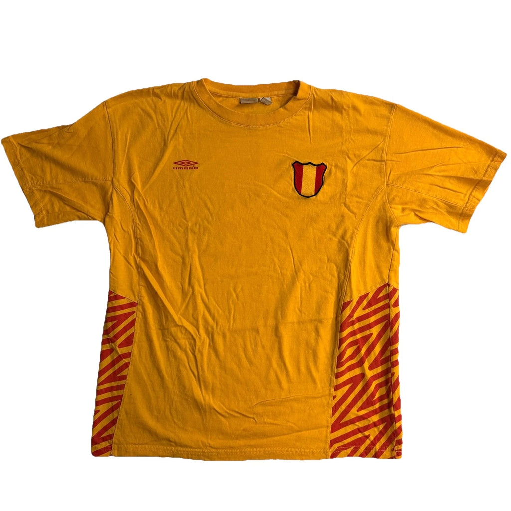 Vintage Y2k Umbro Spain Futbol Soccer T Shirt Yellow Red Large