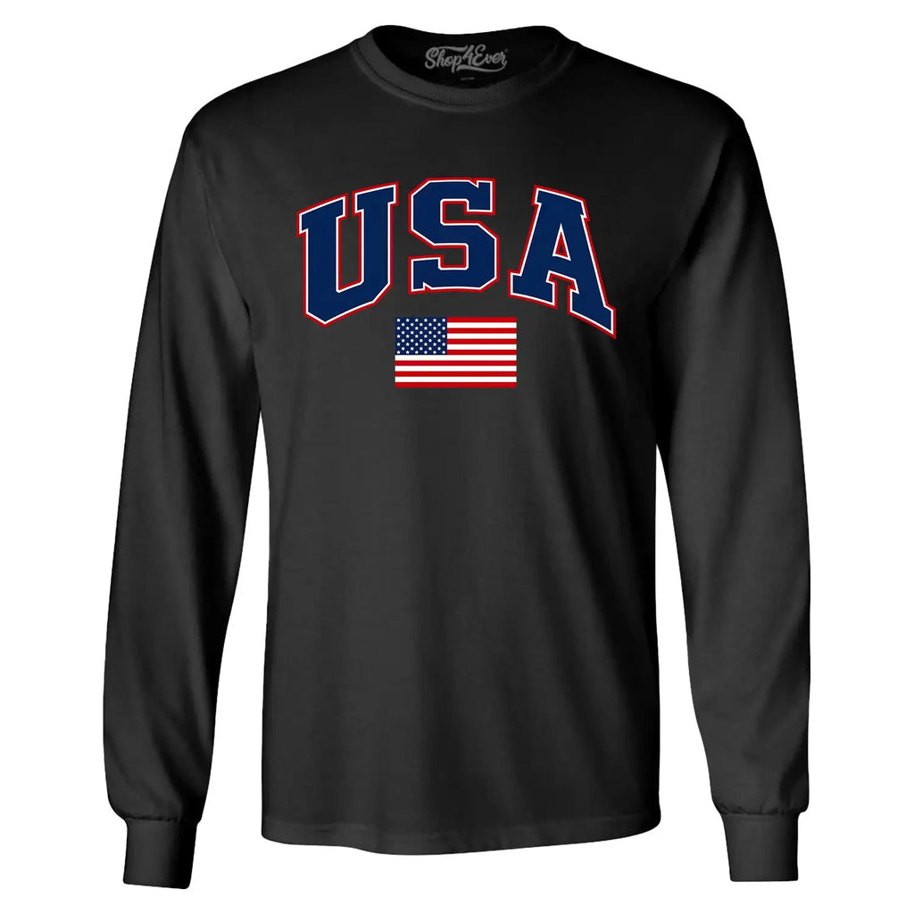USA Flag Soccer Season Football Long Sleeve American Flag Shirt