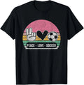 Retro Peace Love Soccer Cute Print Women Teen Girls T-Shirt