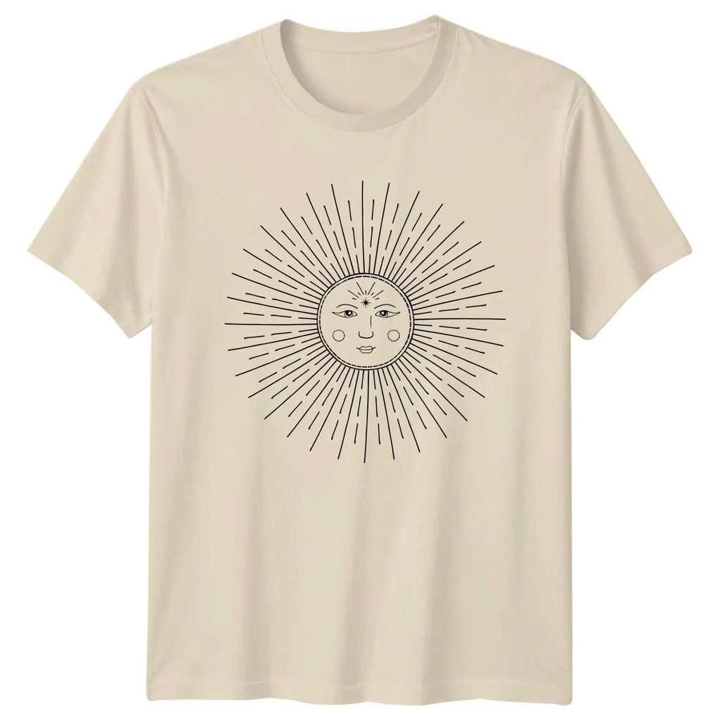 Mystic Sun Face Celestial Boho T-Shirt Occult Birthday Gift