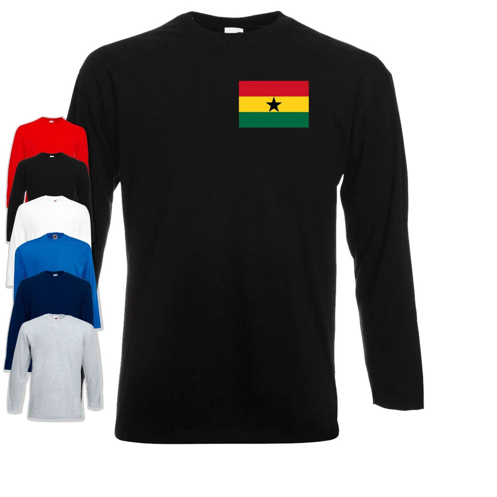 Ghana Flag Long Sleeve T-Shirt | Football 2026 | Finals | Black Stars