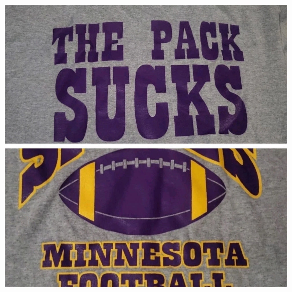 Vintage Minnesota Vikings Spikes fan club Green Bay Sucks Pack XL T-Shirt