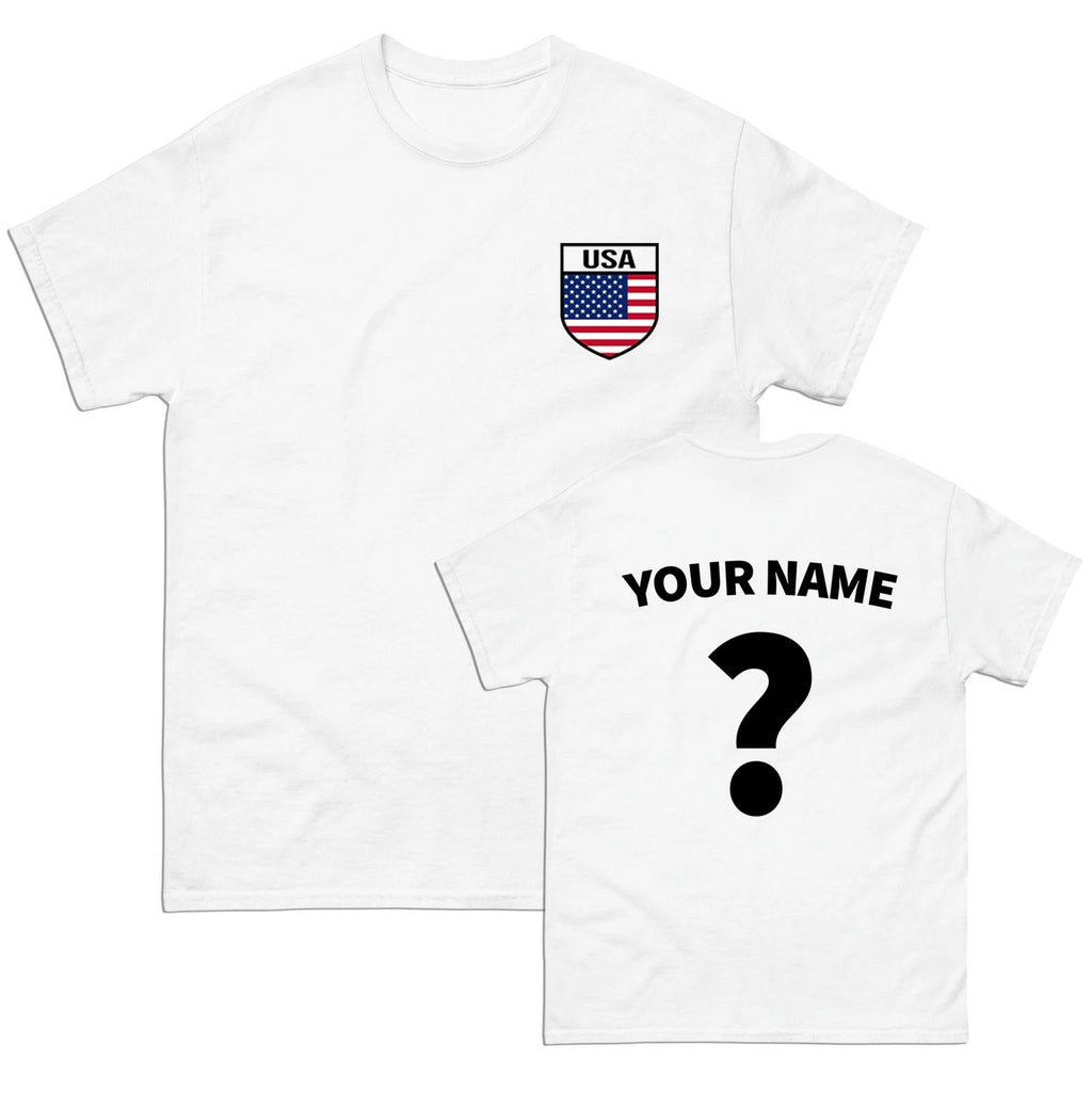 USA football T Shirt, Personalised USA football Tee, Custom Name and Number Top
