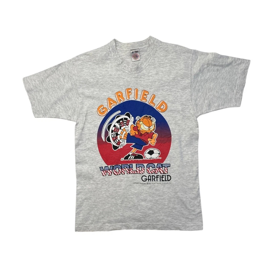 Vtg Garfield Football Soccer T Shirt 1990s USA Worldcup