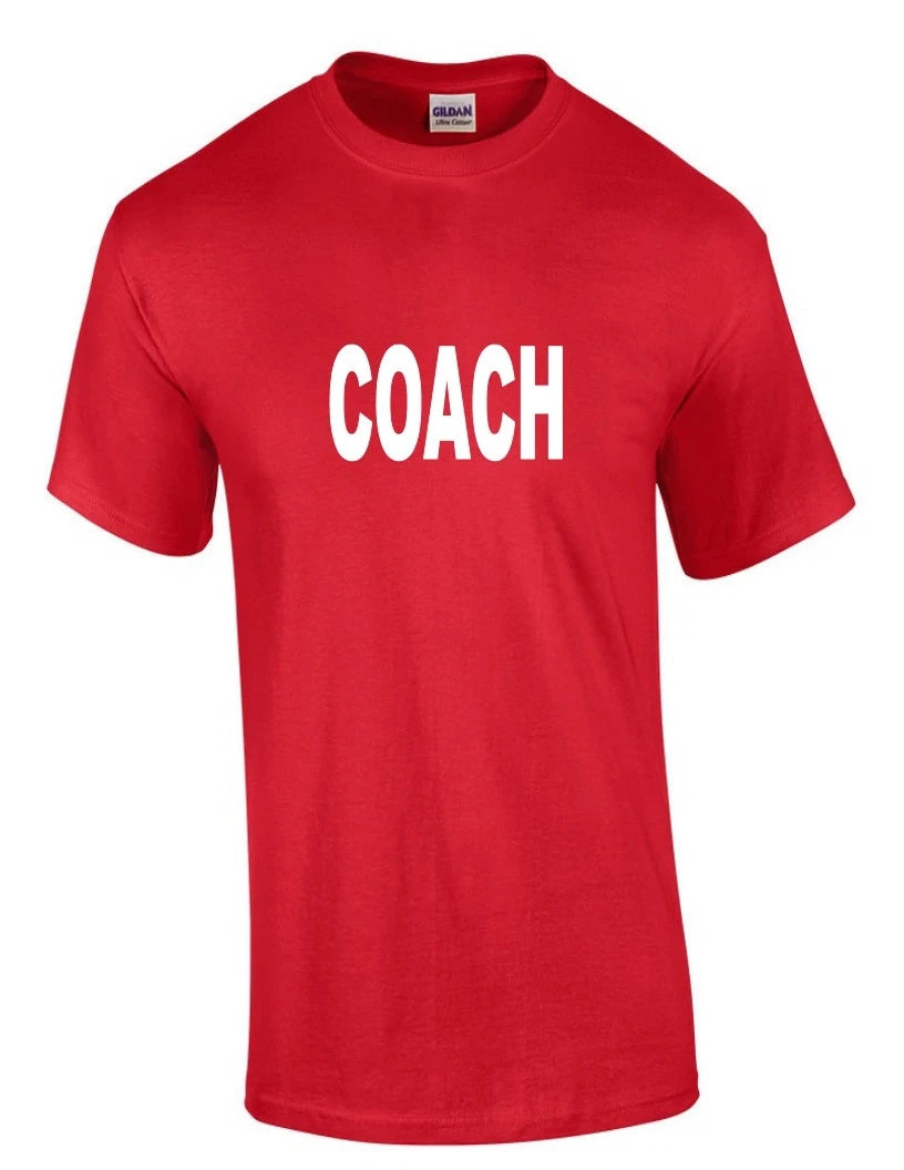 Coach Training Exercise Combat Sports Baseball Soccer Red White Cotton T-shirt