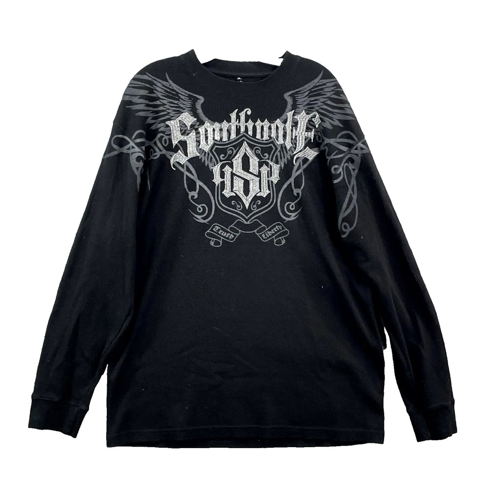 Southpole Thermal Shirt Mens XL Black Waffle Knit Goth Grunge Streetwear Y2K