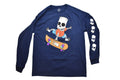 The Simpsons Bart Simpson Skating Skeleton Long Sleeve Navy Blue Shirt New Large