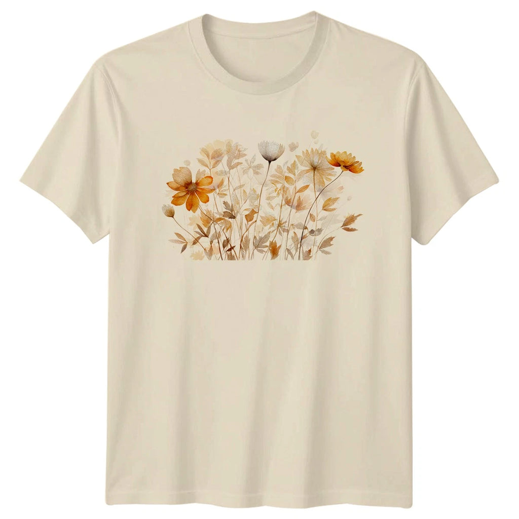 Aesthetic Abstract Floral Watercolor Womens T-Shirt Botanical Nature