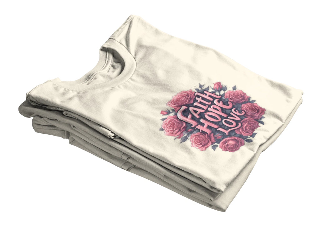 Faith Hope Love Floral Tee | Christian Typography T-Shirt
