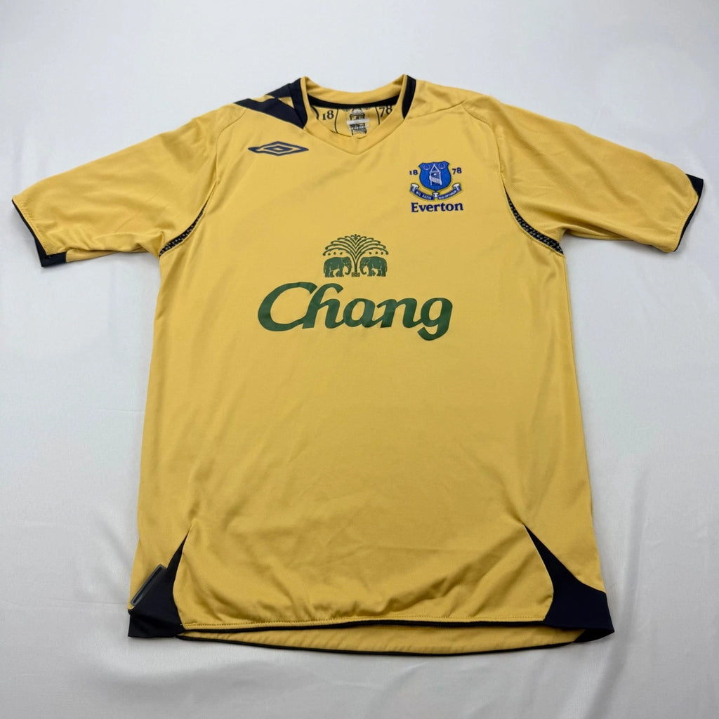 Umbro Everton Soccer Jersey Mens Small Yellow 2010-11 Away Chang Sponsor Kit