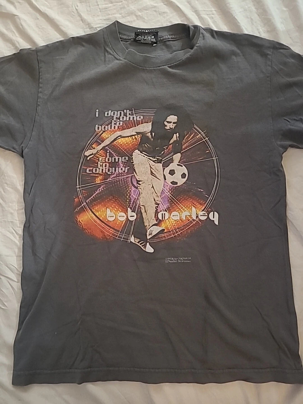 RARE 2002 Bob Marley T-Shirt M Zion Y2k Double Sided Soccer Football vintage Vtg
