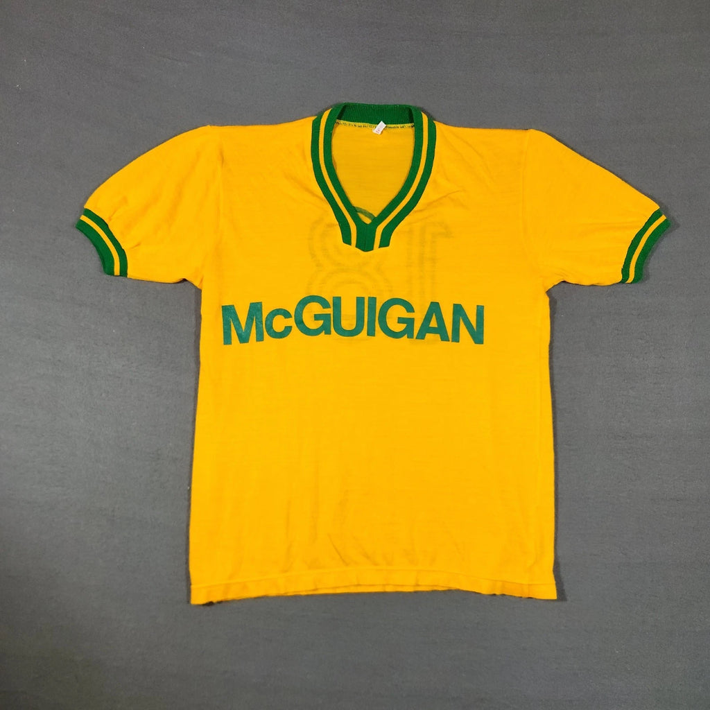 Vintage 70s Soccer Shirt Mens Size Large Yellow McGuigan