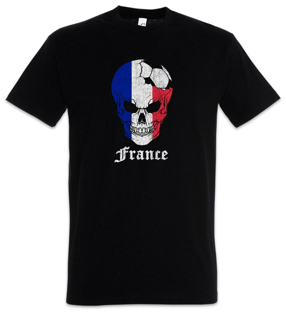 France Football Skull I T-Shirt french Soccer Flag Banner World Championship