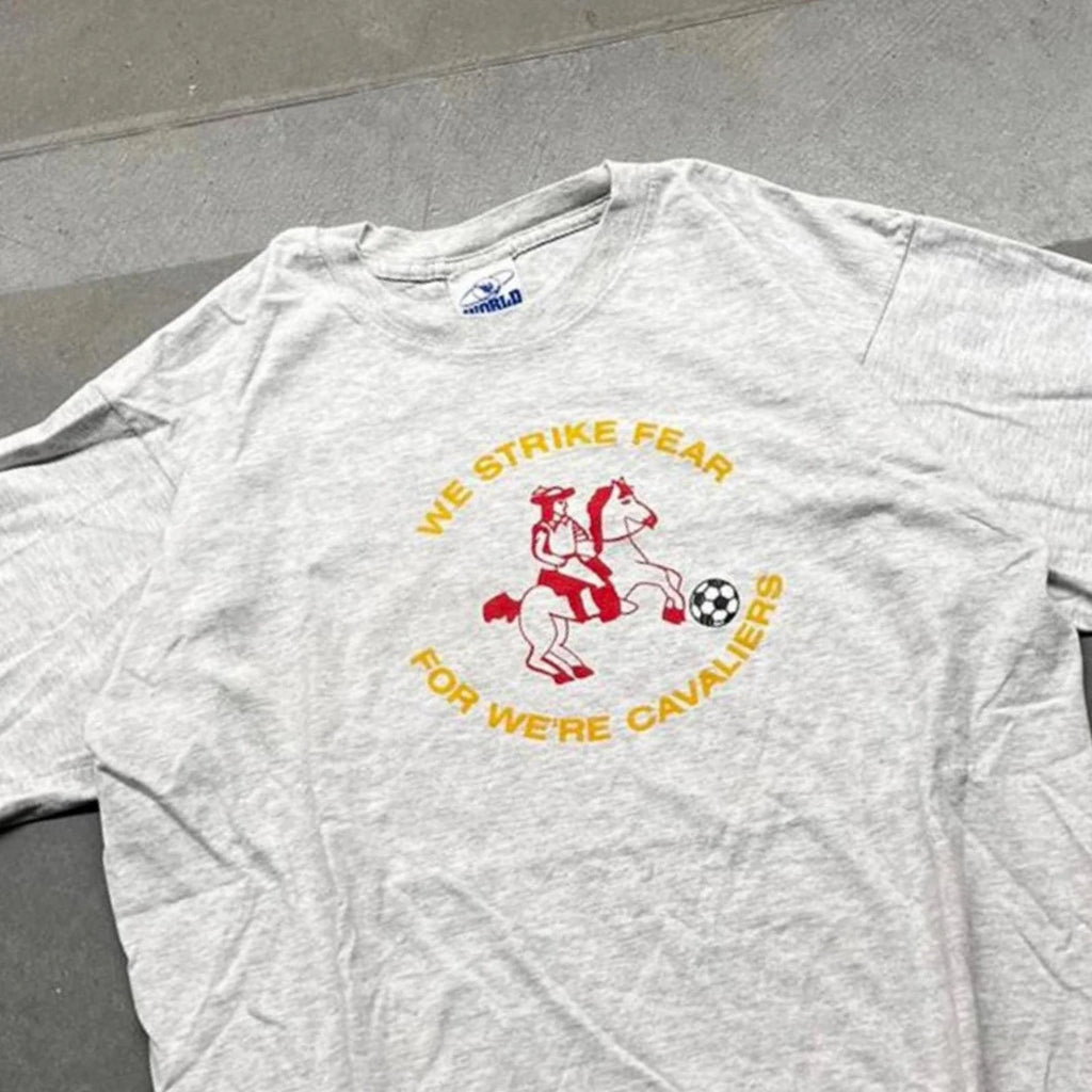 Vintage 90s Cavaliers Soccer "Strike Fear" Humor Tshirt XL