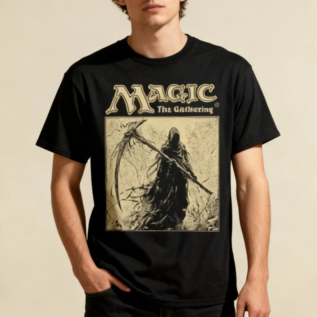 Retro Magic The Gathering Grim Reaper T-Shirt Fantasy Game Graphic Tee S-5XL NWT