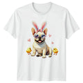 French Bulldog Puppy Wearing Bunny Womens T-Shirt Frenchie Dog Pet Easter