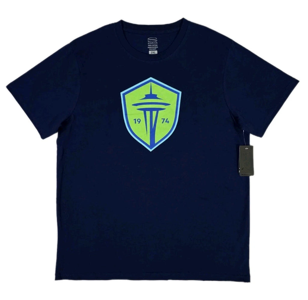 Stadium Essentials SEATTLE SOUNDERS 1974 Soccer MLS Men Navy Blue Shirt 2XL NWT