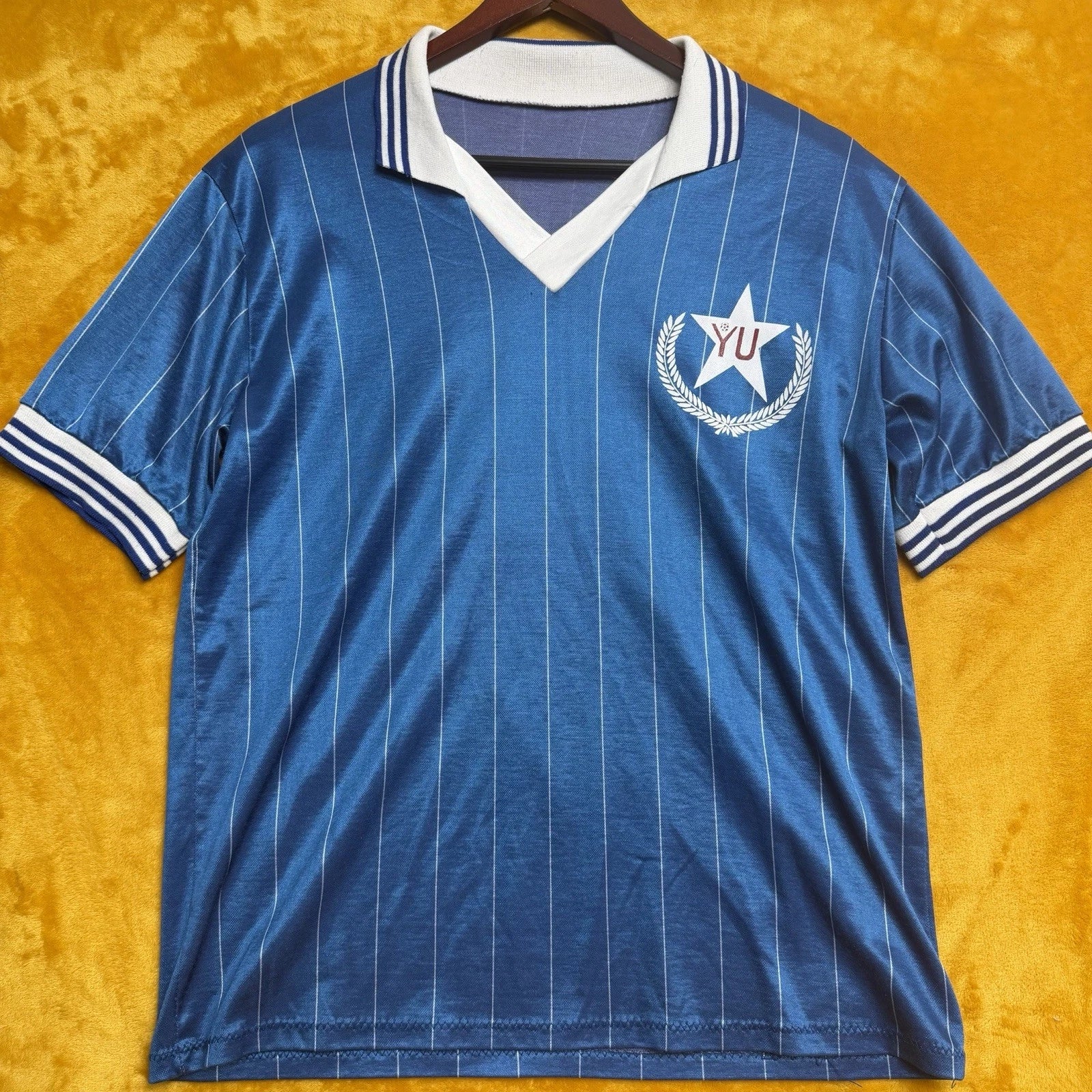 Vintage Y2K Blue Soccer Jersey Shirt #9 Football Core Blokecore Pinstripe Size S